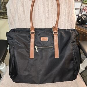 Black Tote Bag with Brown Trim - Classic Everyday Carry